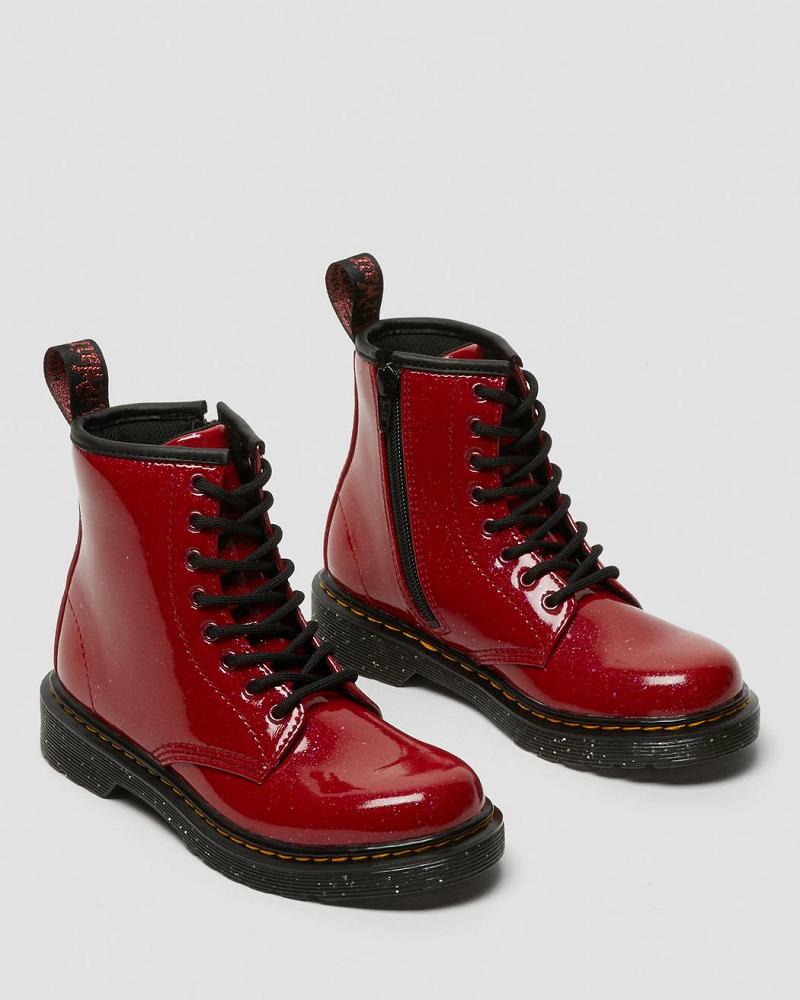 Kids' Dr Martens Junior 1460 Glitter Lace Up Boots Red | AU 675FDN